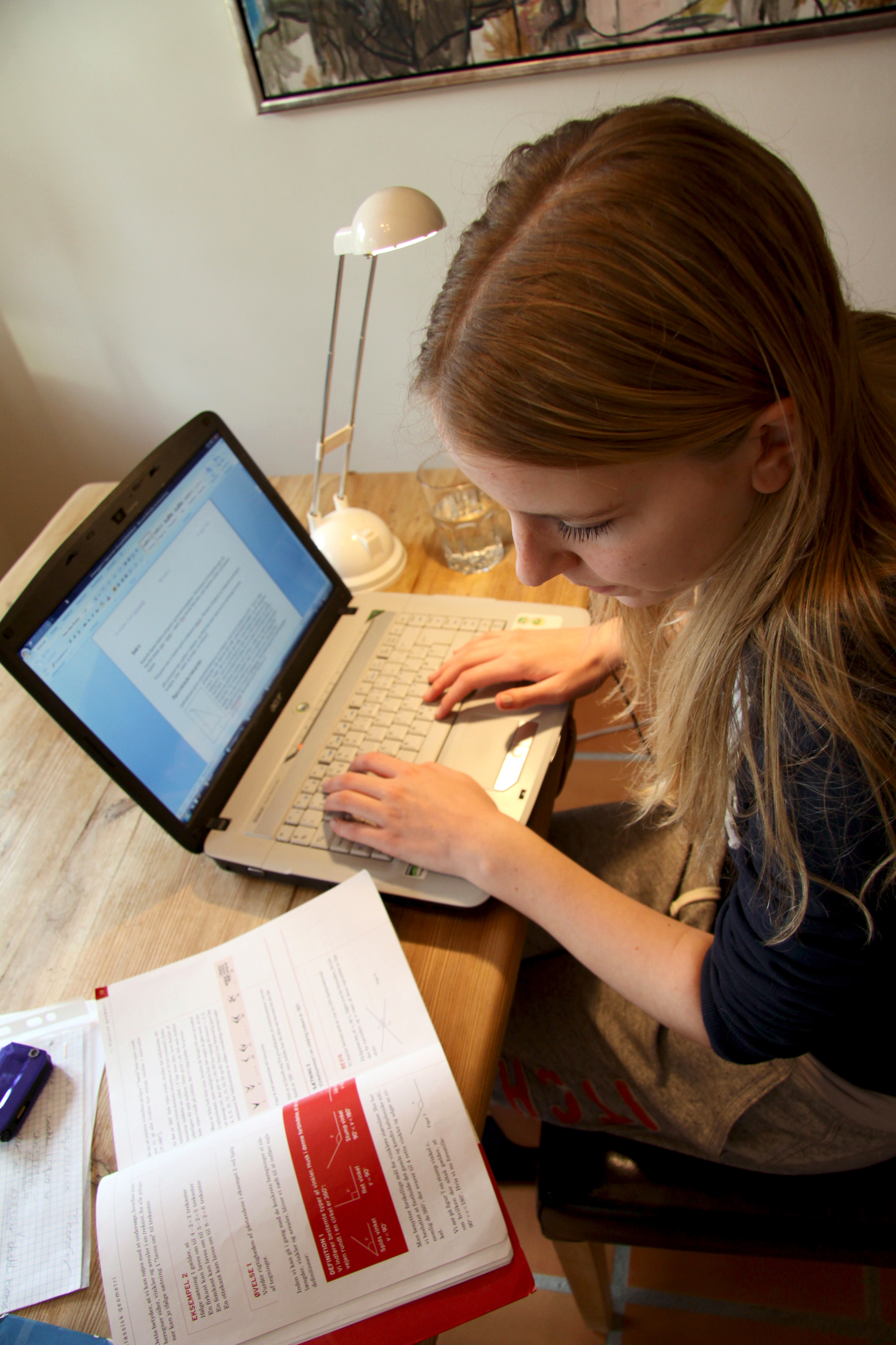 Student works on school assignments